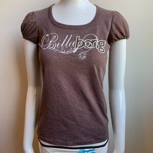 Billabong surf brown pucker capped sleeve logo t-shirt